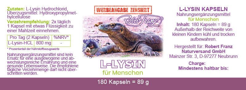 L-Lysin Kapseln, 180 Kap.