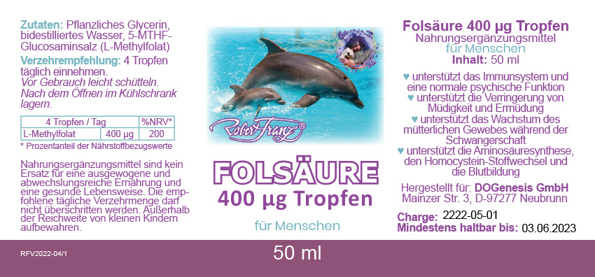 Folsäure 400 μg, 50 ml