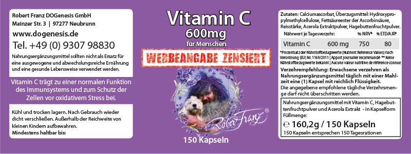 Vitamin C 600 mg, 150 Kaps.