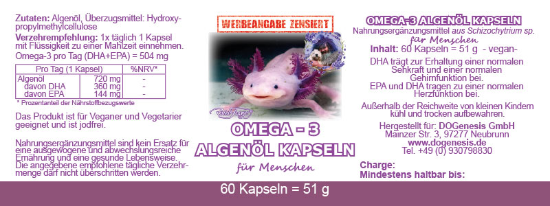Omega 3 Algenöl , 60 Kapseln