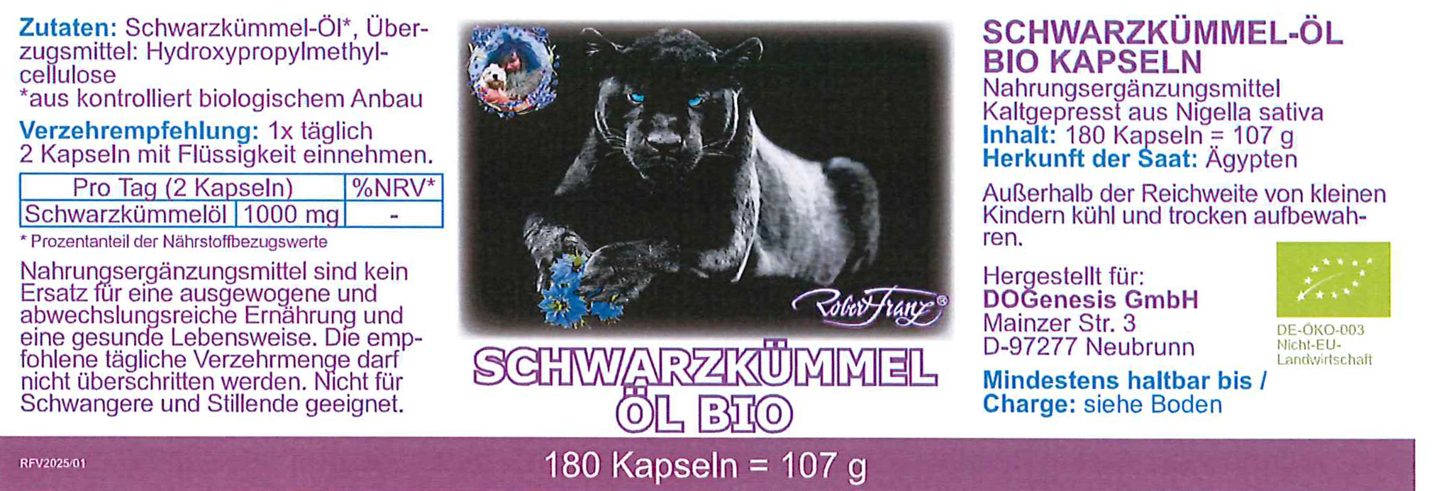 Schwarzkümmel Öl Bio, 180 Kaps.