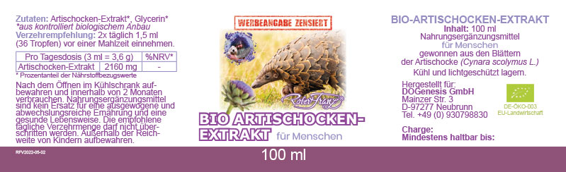 Bio - Artischocken Extrakt, 100ml