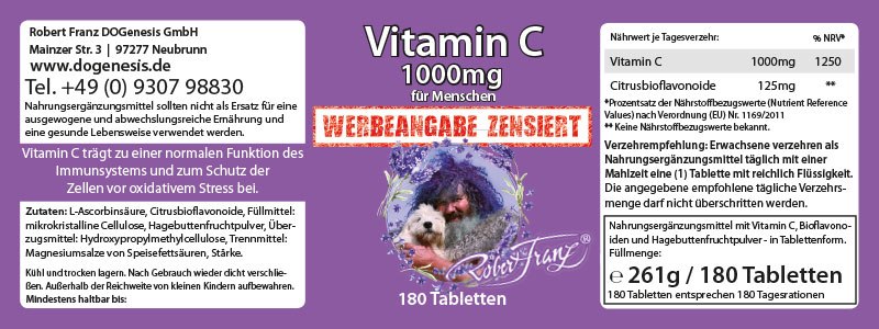 Vitamin C 1000mg, 180 Kaps.
